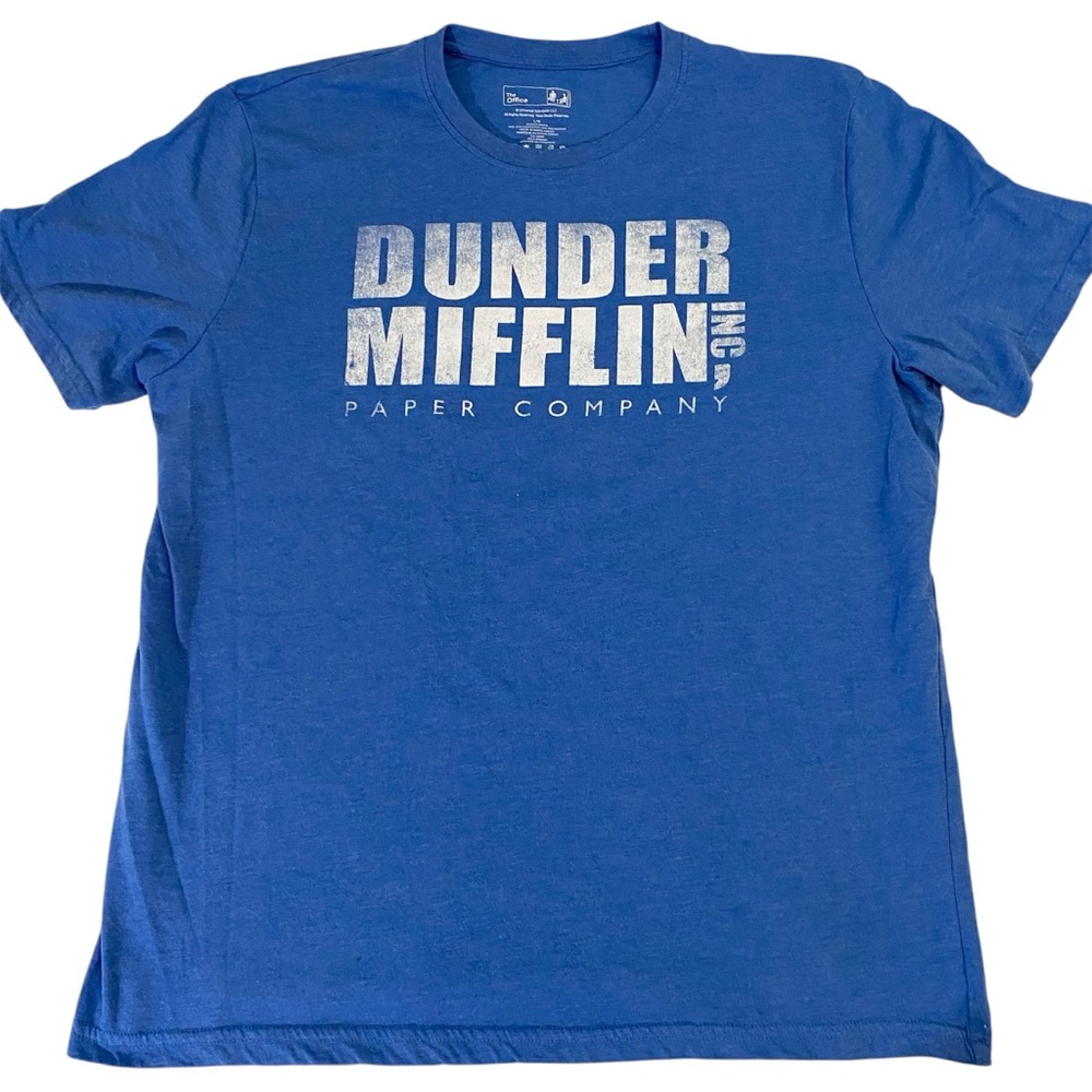 Dunder Mifflin Paper Co The Office TV Show Graphic Tshirt Tee Men’s Blue Large